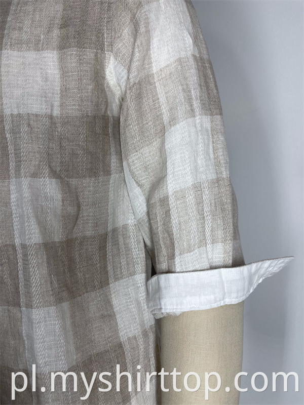 Large Plaid Cotton And Linen Casual Shirt